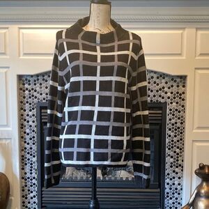 Old Navy black, white, and grey sweater, size large, excellent used condition